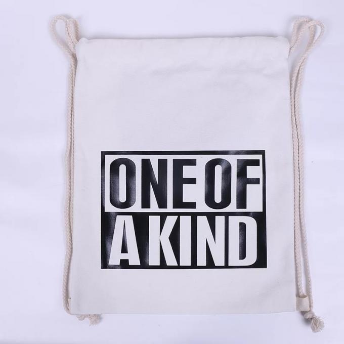 Recycled Cotton Blank Drawstring Bags / Promotion Canvas Drawstring Tote