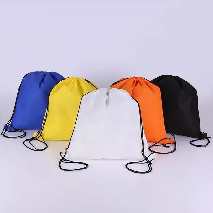 Eco Friendly Orange Sports Drawstring Backpacks For Athlete Packing And Fitting